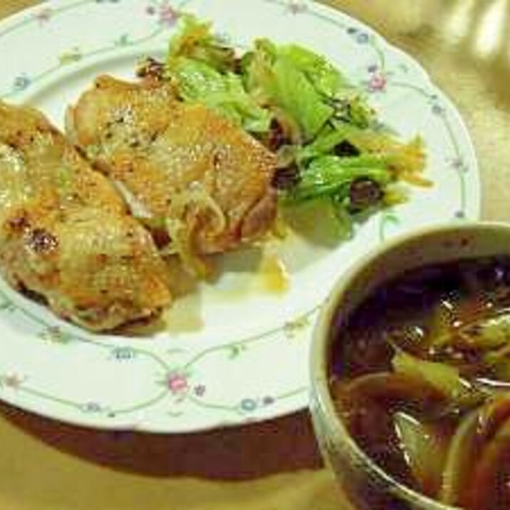フライパンで鶏もも肉のソテー スープ 付け合わせ レシピ 作り方 By Tennen3 楽天レシピ フライパンで鶏もも肉のソテー スープ 付け合わせ レシピ 作り方 By Tennen3 楽天レシピ
